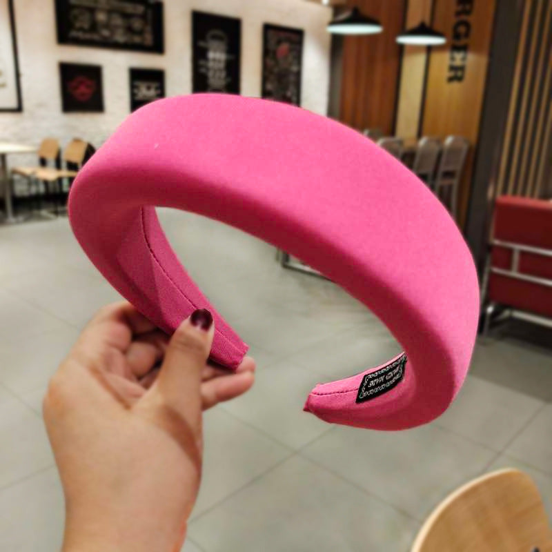 Wholesale Style Candy Color Sponge Flat Wide Edge Milk Silk Headband